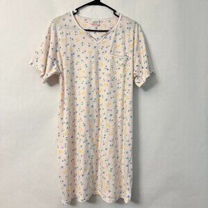 Simply Basic Nightgown Short Sleeve Front Pocket Pink Floral Sz XL to XXL